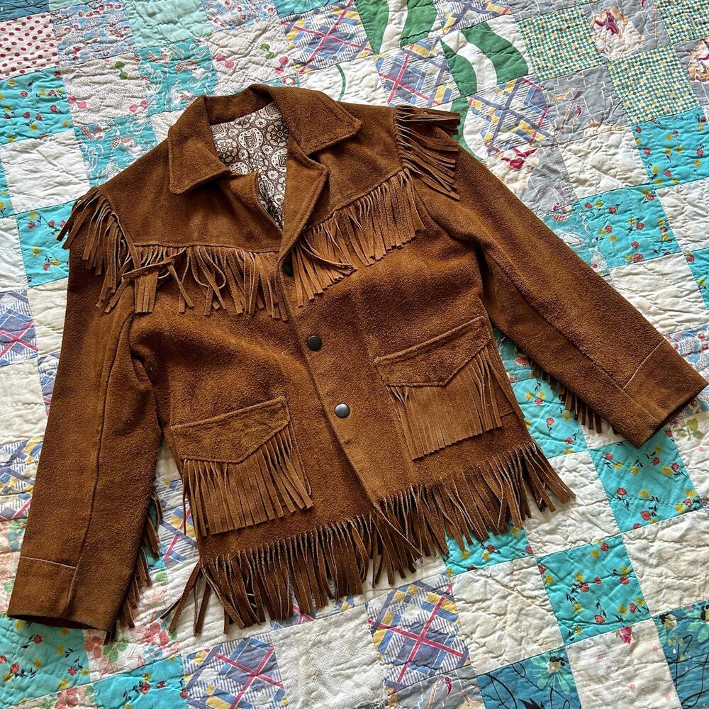 Vintage Youth 60s/70s Suede Fringe Western Wear Jacket Tiny Fit Petite Adult